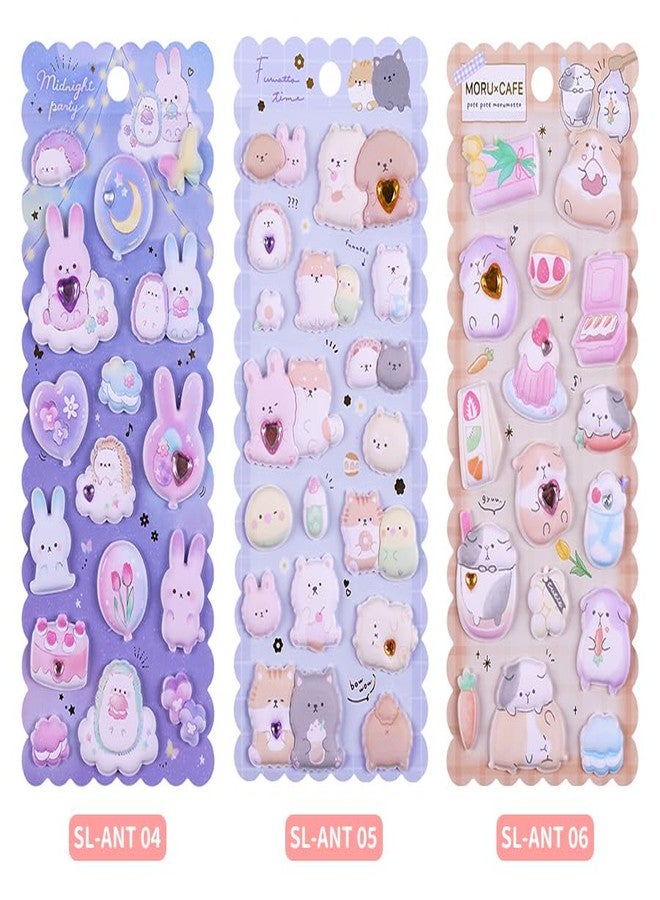 NVF Kawaii Café 3D Puffy Stickers Set - Cute Animals, Dessert & Milk Tea Stickers for Journaling, Scrapbooking, Planner Decoration, School Projects & DIY Crafts - Image 2